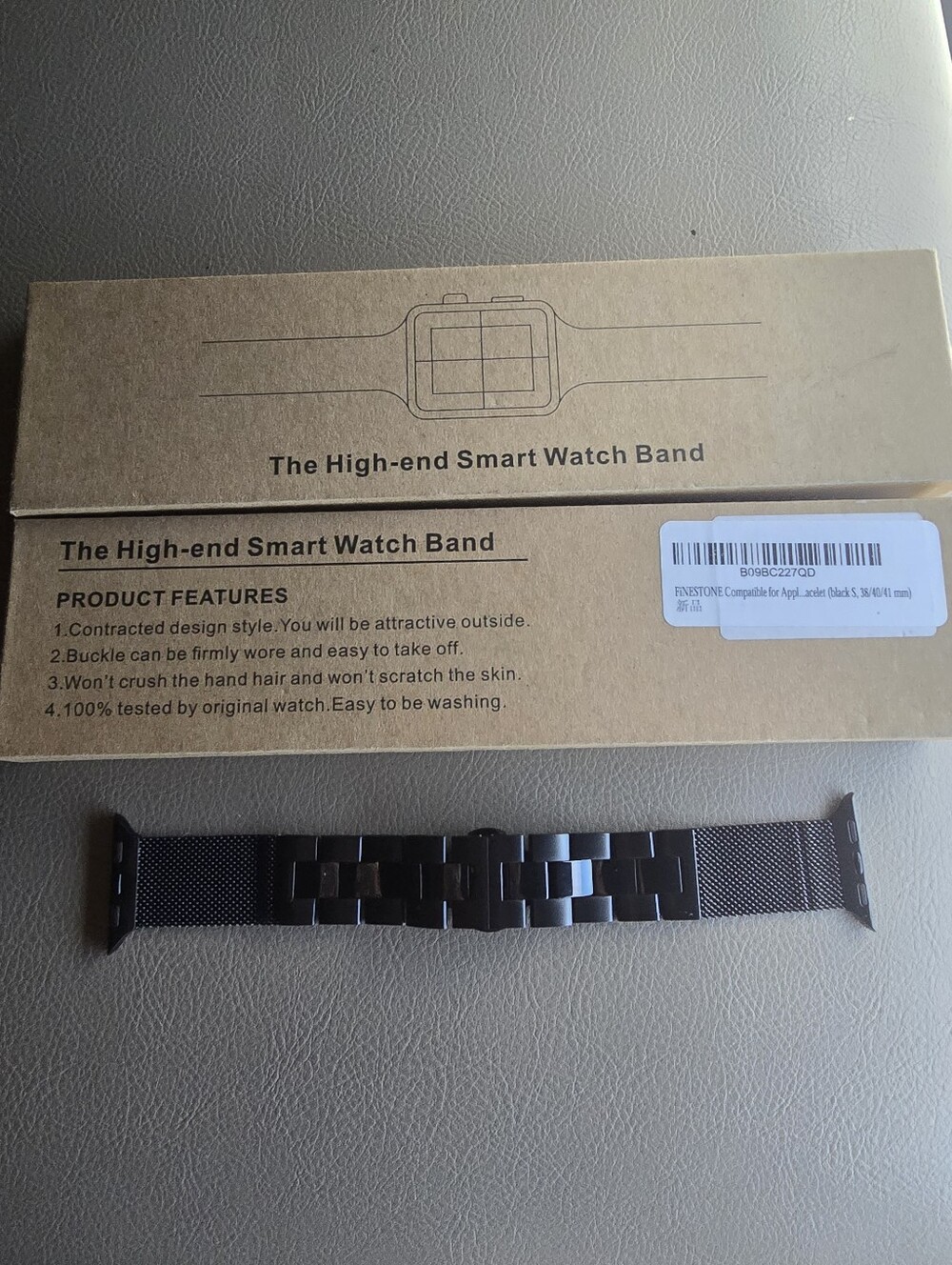 High-End Black Smart Watch Metal Mesh Band Compatible Wearables Sz. S, 38/40/41